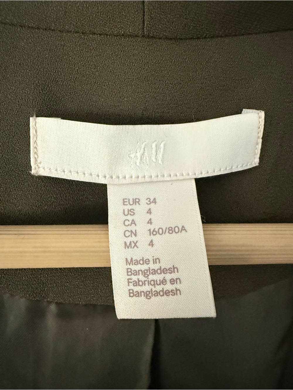 H&M Olive Open-Front Women's Blazer Jacket - Picture 3 of 4